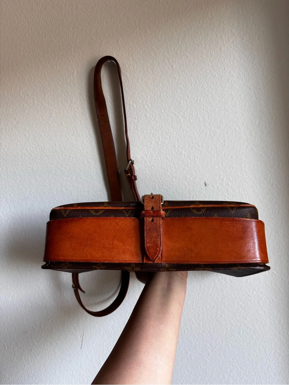 Louis Vuitton Monogram Crossbody with Tan Leather Tab